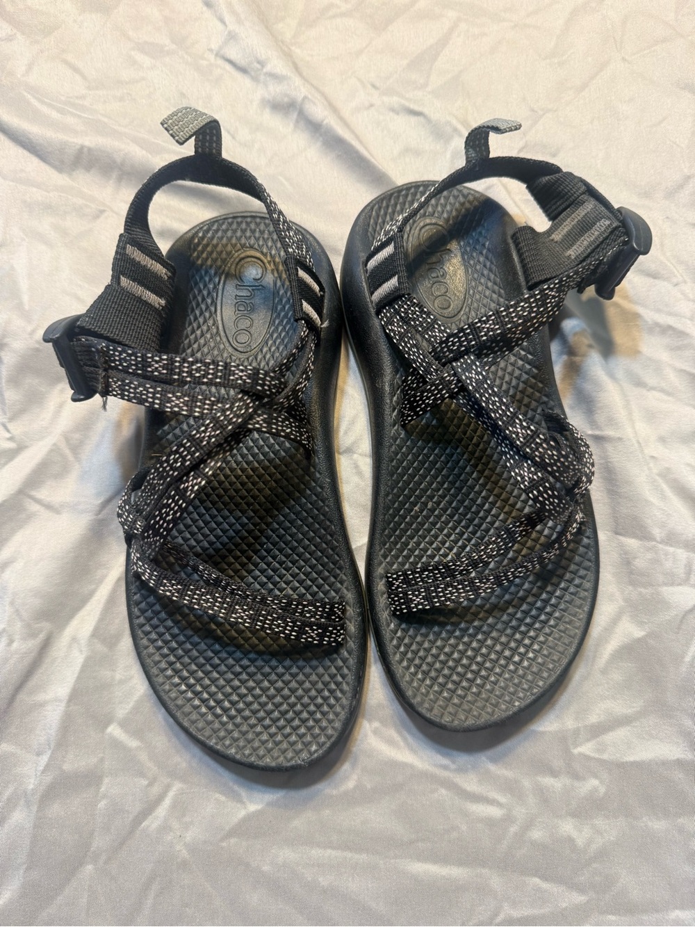 Chaco Black Patterned Webbing Sport Sandals